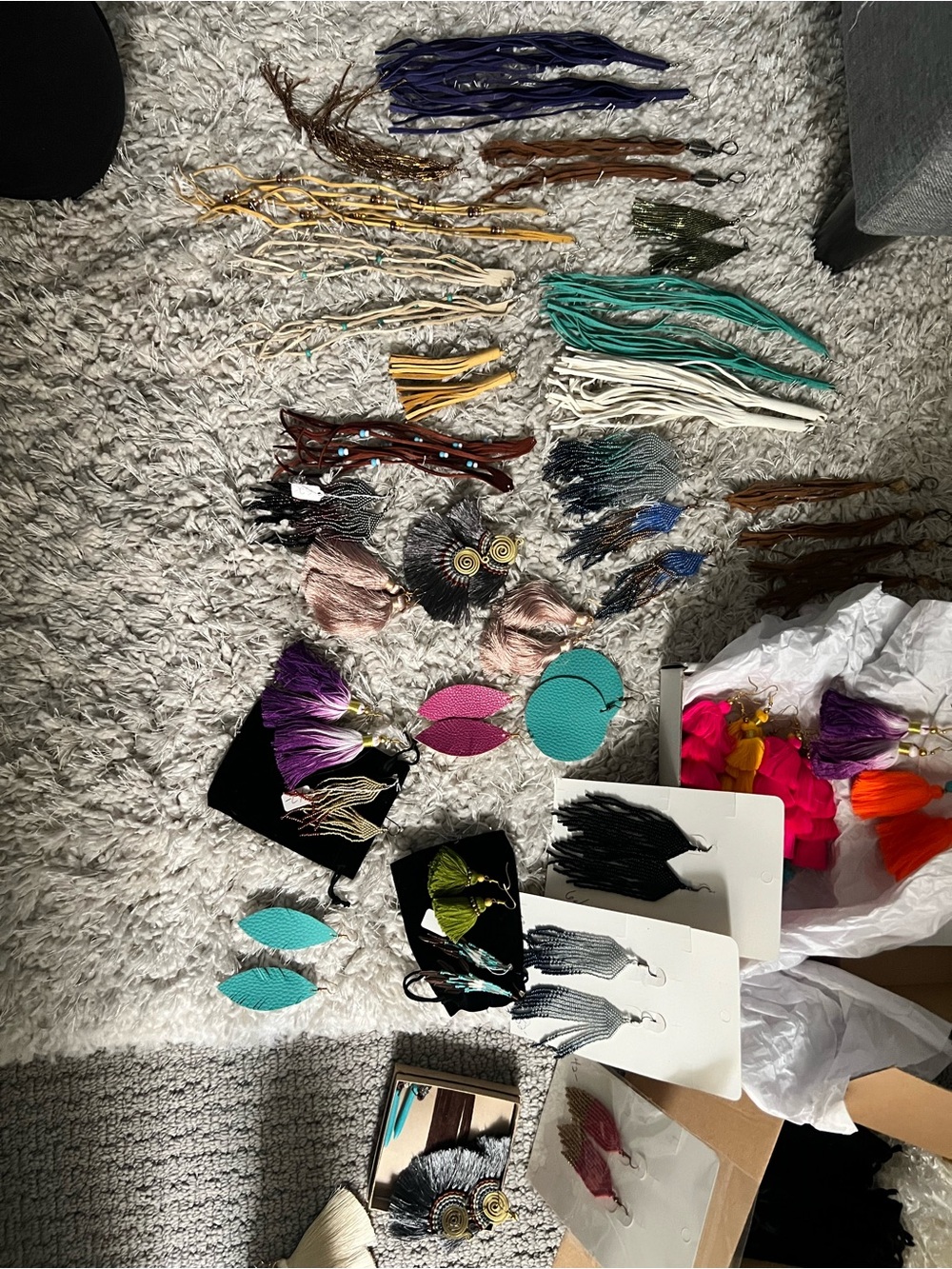 Colorful Fringe & Tassel Earring Lot - Multicolor Statement Earrings